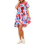 Damen verspieltes Sommerkleid mit Rüschen und asymmetrischem Saum