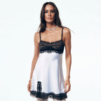 Damen Elegant geschnittenes Seidenkleid mit Spitze R&B