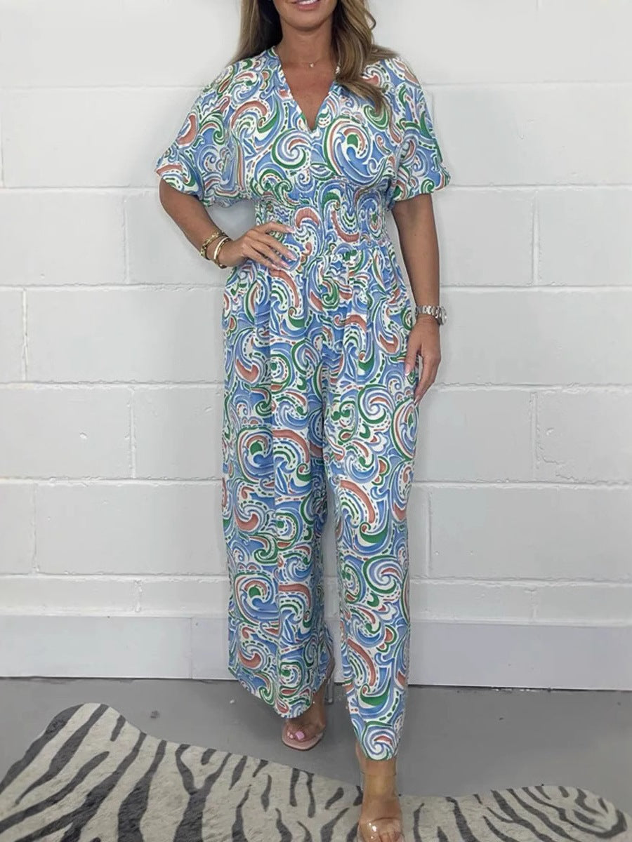 Damen Fließendes Jumpsuit mit elegantem Paisleymuster und Taillierung R&B