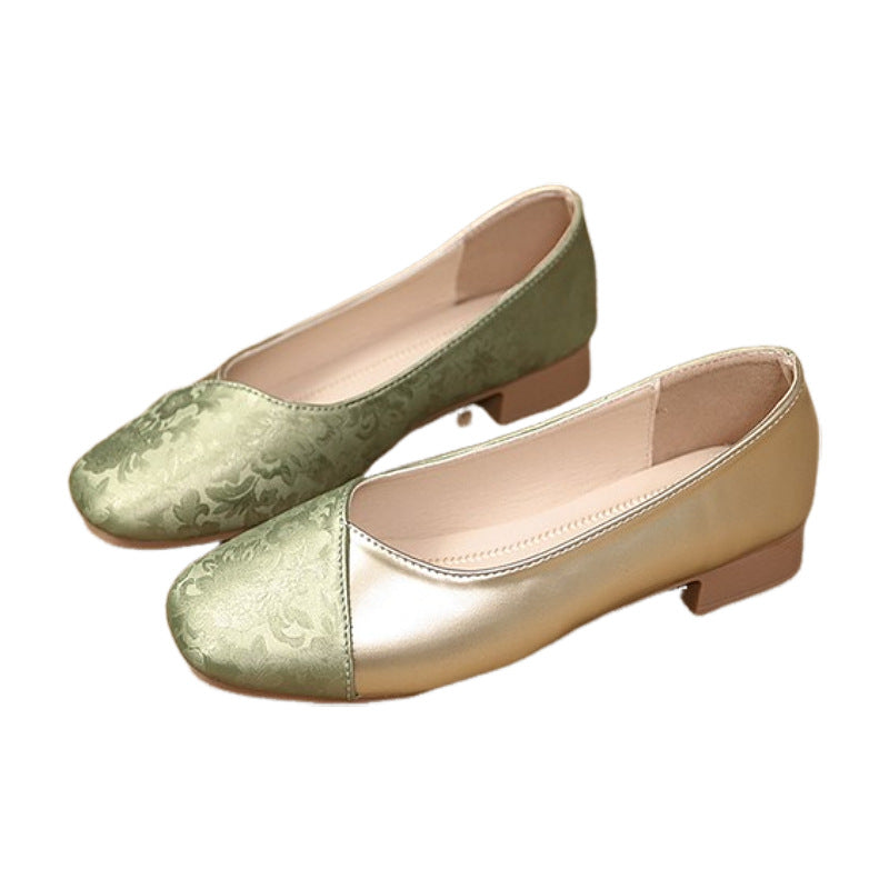 Damen elegante Ballerinas mit modischem Metallic-Akzent und floralem Design R&B