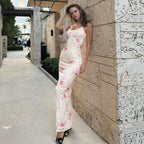 Damen Maxikleid mit floralem Design und eleganten Spaghettiträgern R&B