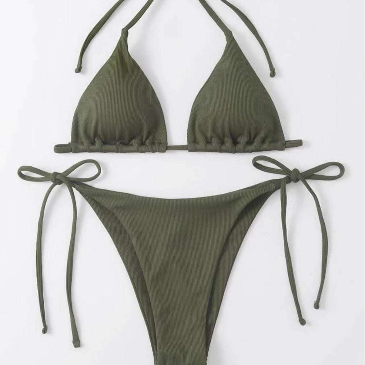 Damen Triangel-Bikini mit seitlichem Knoten und verstellbaren Trägern R&B