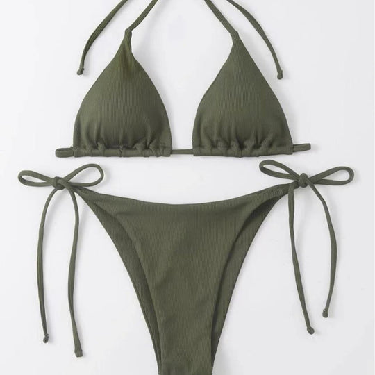 Damen Triangel-Bikini mit seitlichem Knoten und verstellbaren Trägern R&B