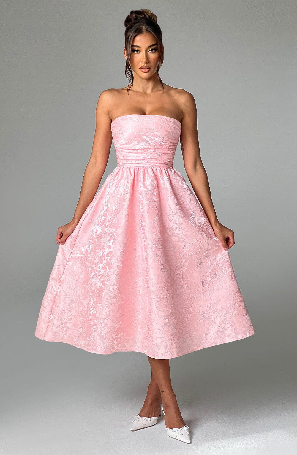 Damen Tailliertes Cocktailkleid mit schimmerndem Stoff und elegantem Bustier R&B