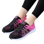 Damen nan leichtgewichtiger Strick-Freizeitsneaker mit Wabenperforation, schockabsorbierender Schaumsohle und gepolstertem Fersenkragen R&B