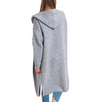 Damen Strickmantel mit Kapuze und großen Taschen R&B