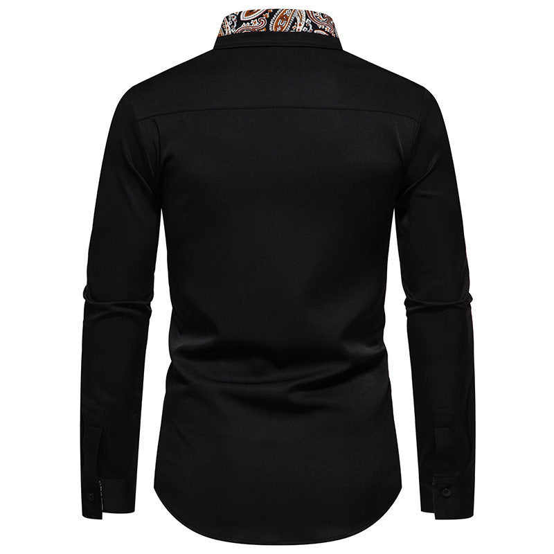 Herren klassisches Langarmhemd mit modernem Paisley-Muster R&B