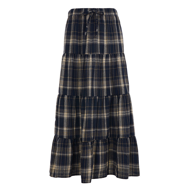 Damen Langer, karierter Maxi-Rock im Lagenlook R&B