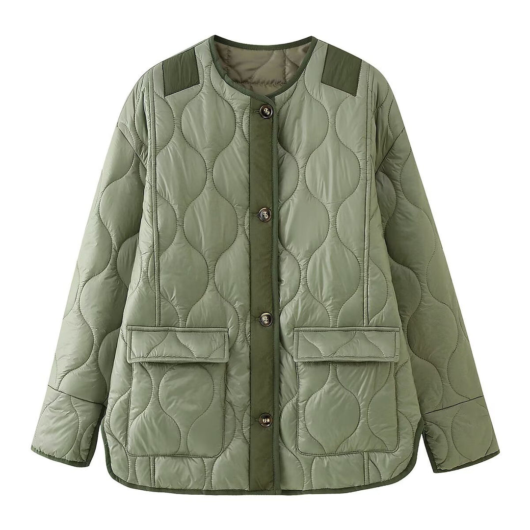 Damen Quilted Jacke mit Knopfverschluss und praktischen Taschen R&B