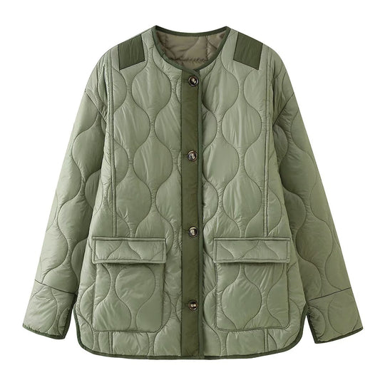 Damen Quilted Jacke mit Knopfverschluss und praktischen Taschen R&B