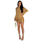 Damen Elegantes Mini-Kleid mit asymmetrischem Schnitt und funkelndem Effekt R&B