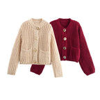 Damen Pullover im groben Strickdesign mit modernen Details