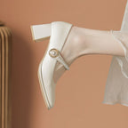 Damen Mary Jane Pumps mit elegantem Perlenschmuck und Blockabsatz R&B