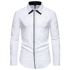 Herren elegantes Slim-Fit Hemd mit kontrastierendem Kragen und hochwertigen Stoffdetails
