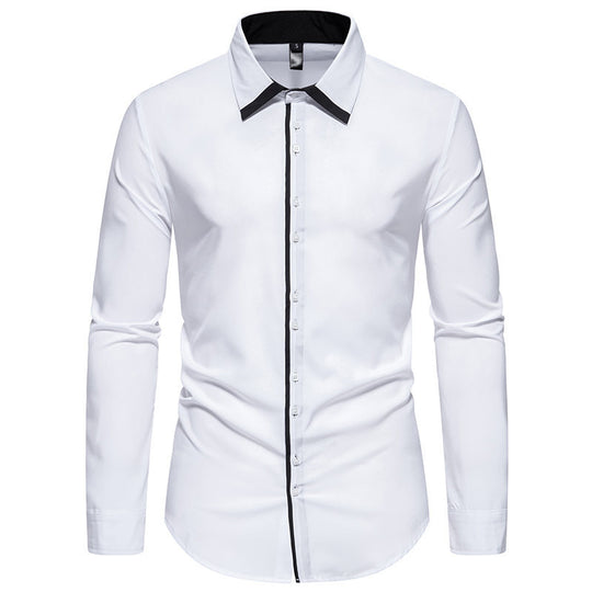 Herren elegantes Slim-Fit Hemd mit kontrastierendem Kragen und hochwertigen Stoffdetails R&B
