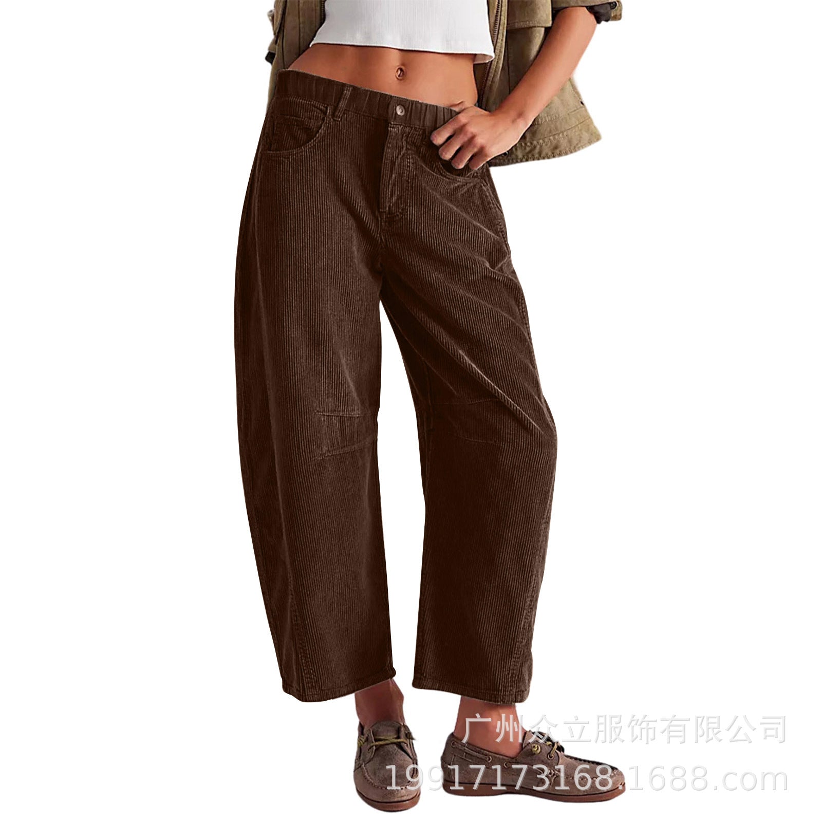Damen Bequeme und stylische Palazzo-Hosen mit seitlichen Taschen R&B