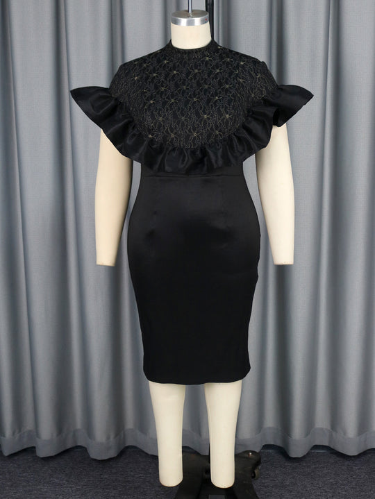 Damen Elegantes Kleid mit Rüschenausschnitt R&B