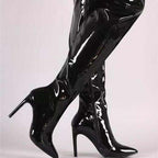 Damen Overknee Stiefel mit glänzender Oberfläche und elegantem Stiletto-Heel R&B