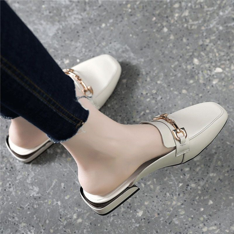 Damen Elegante Loafers mit modischem Kettenverschluss