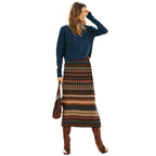 Damen Maxiröcke mit modernem Ethnomuster und elastischem Bund R&B