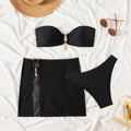 Damen Bandeau-Bikini Set mit eleganter Rock-Overlay R&B