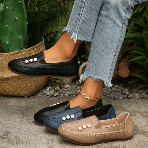 Damen Mokassin-Schuhe mit modischer Blütenapplikation R&B