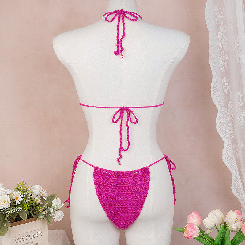 Damen Elegantes Häkel-Bikini-Set mit floralen Applikationen R&B