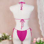 Damen Elegantes Häkel-Bikini-Set mit floralen Applikationen R&B