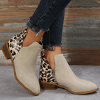 Damen elegante Ankle Boots mit modischem Leopardenmuster R&B