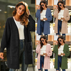 Damen Grobstrick-Kimono-Cardigan mit offenen Ärmeln und praktischen Taschen