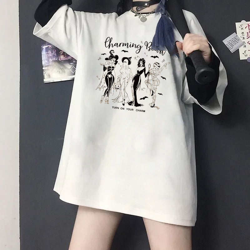 Damen T-Shirt mit künstlerischem Skelettmotiv und einzigartigem Druck R&B
