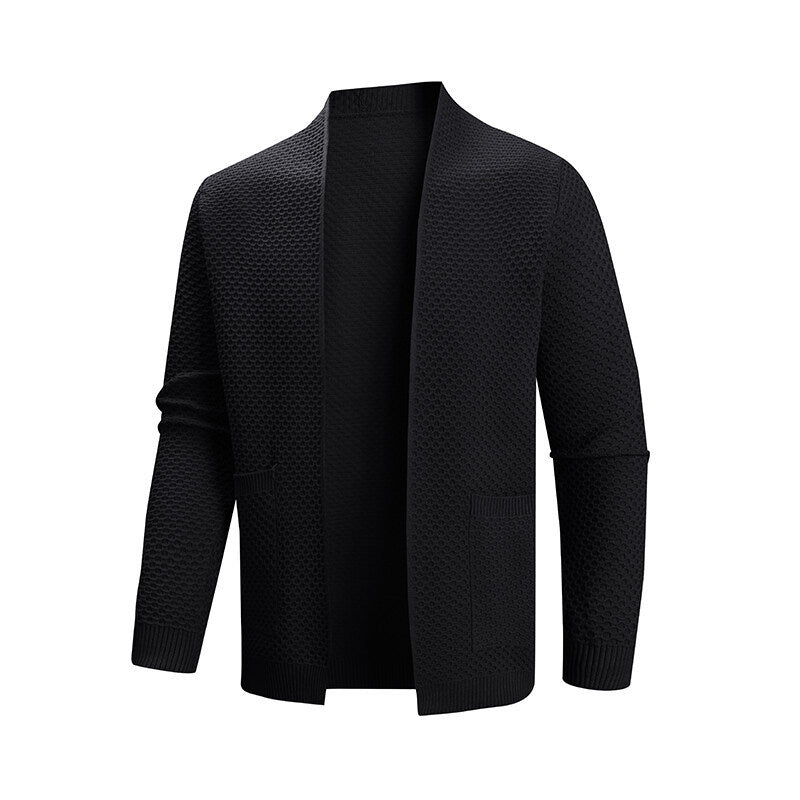 Herren Strickjacke mit offenem Kragen R&B
