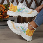 Damen modische Sneakers mit floralem Design und atmungsaktiver Textiloberfläche R&B