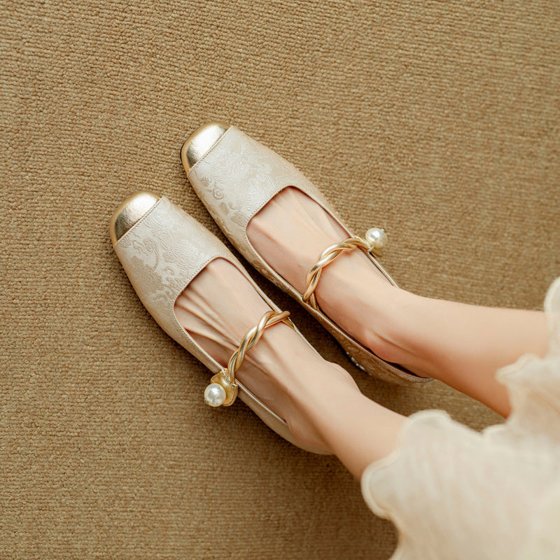 Damen Ballerinas mit Perlenschmuck und elegantem Design R&B