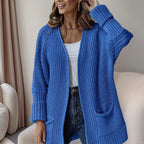 Damen Strickjacke mit tiefem V-Ausschnitt und praktischen Taschen R&B