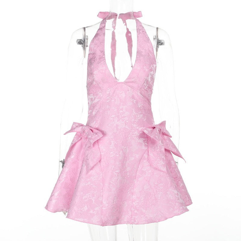 Damen verspieltes Cocktailkleid mit Schleifenapplikationen R&B