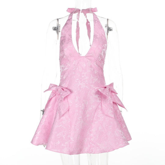 Damen verspieltes Cocktailkleid mit Schleifenapplikationen R&B