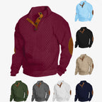 Herren nan Grobstrickpullover mit Stehkragen Lederbesatz und Ellenbogenauflagen R&B