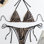 Damen Triangel-Bikini-Set mit verstellbaren Schnürdetails R&B