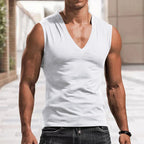 Herren nan tailliertes Tanktop mit tiefem V-Ausschnitt und Stretch-Baumwollmix R&B