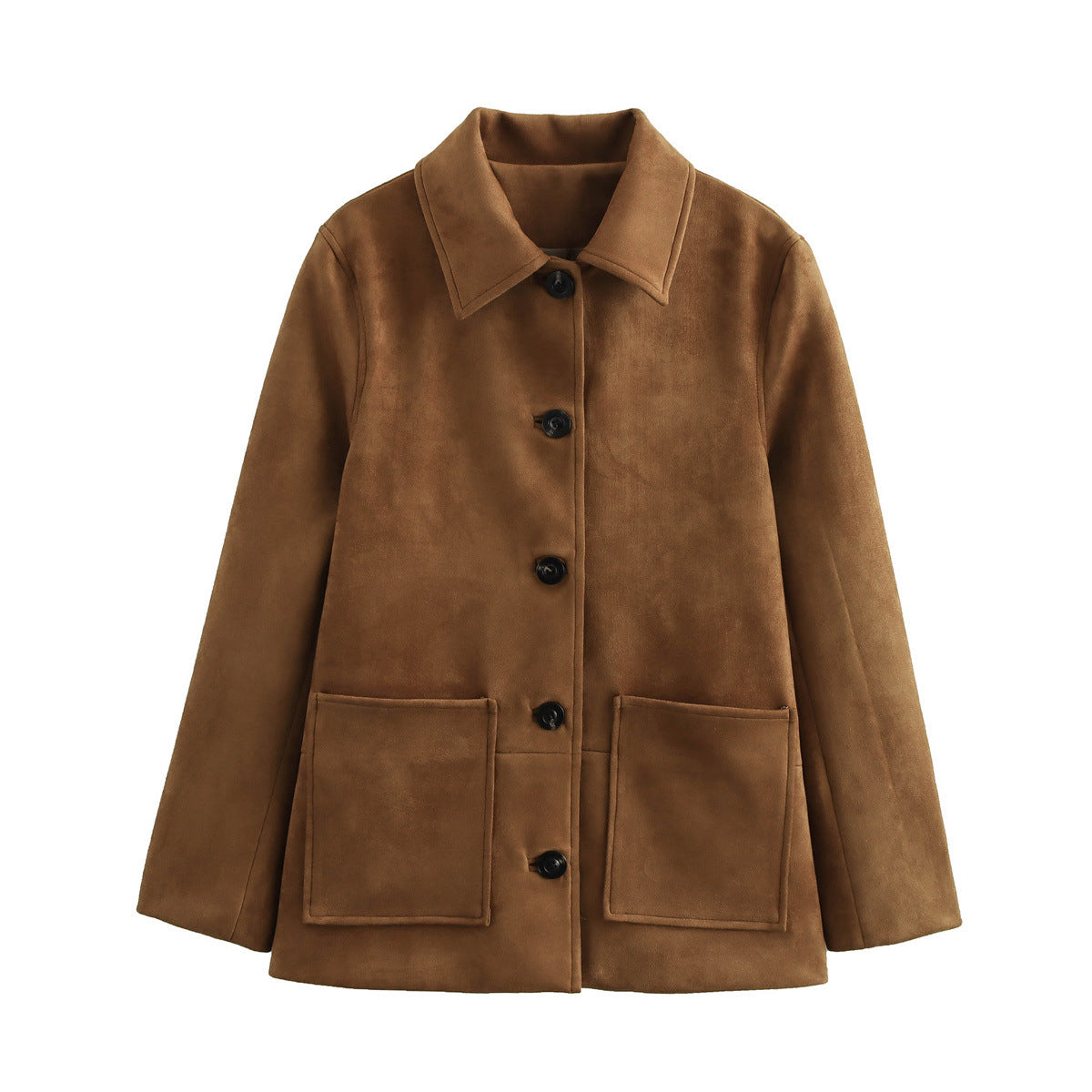 Damen elegante und bequeme Kunstlederjacke mit Taschen