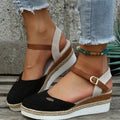 Damen Wedgesandalen mit elastischem Riemen und Jute-Applikation R&B