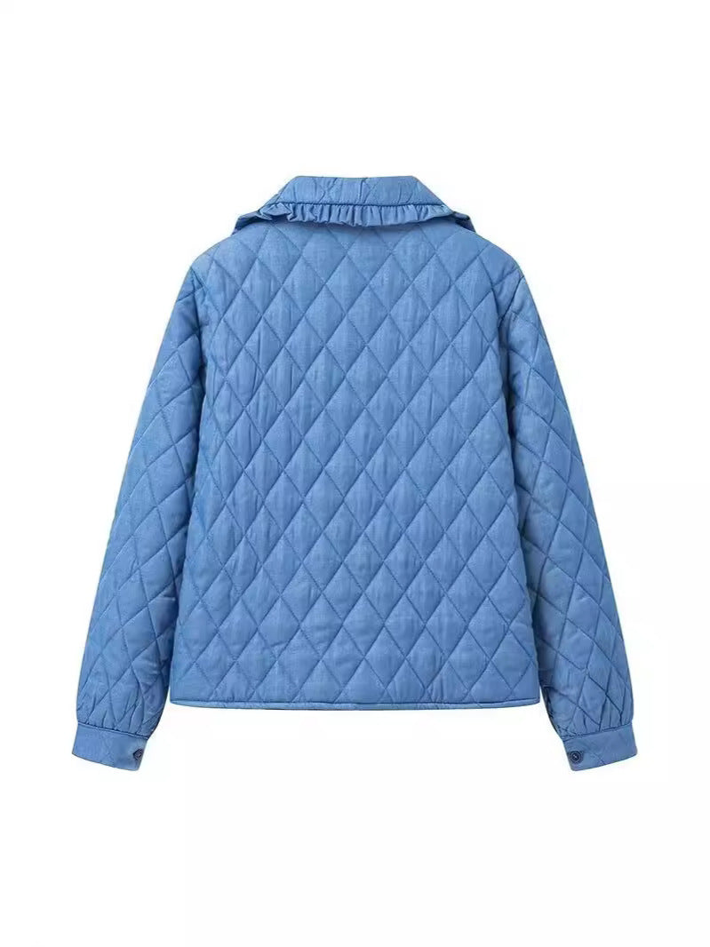 Damen Steppjacke mit großem Kragen und praktischen Taschen R&B