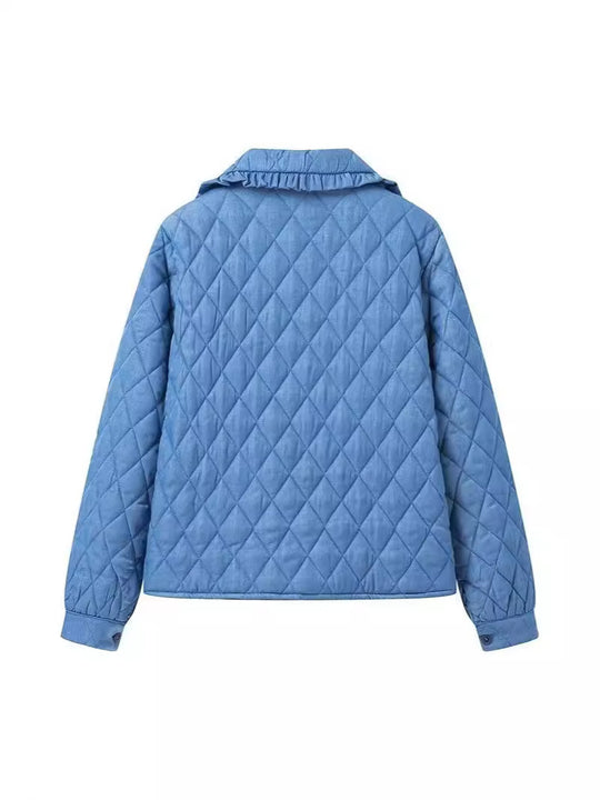 Damen Steppjacke mit großem Kragen und praktischen Taschen R&B
