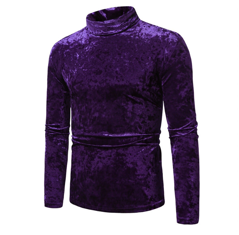 Herren eleganter Rollkragenpullover aus Samt R&B