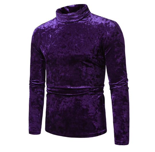 Herren eleganter Rollkragenpullover aus Samt R&B