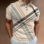 Herren Polo-Shirt mit modernem Karomuster und Knopfleiste