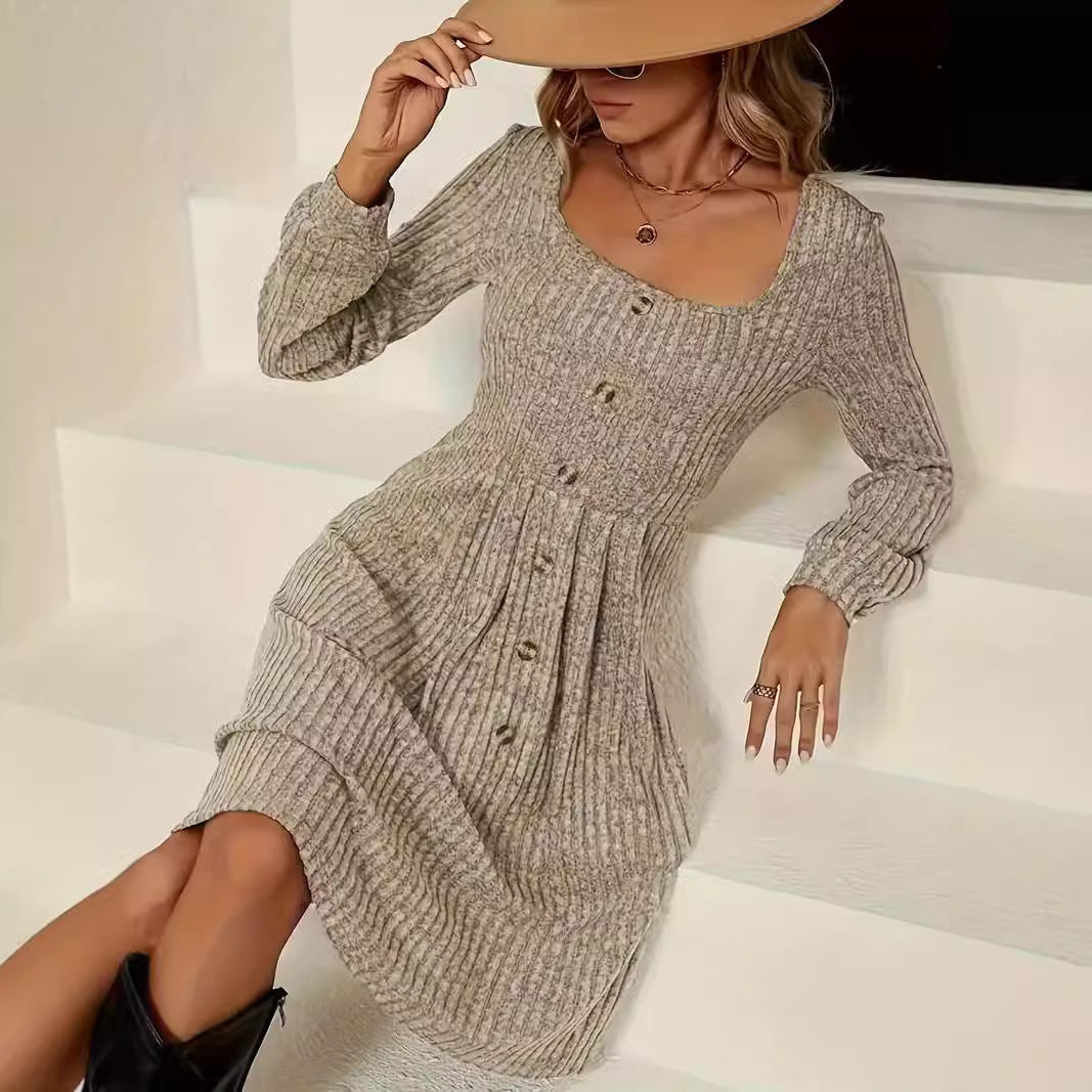 Damen Strickkleid mit Knopfleiste R&B