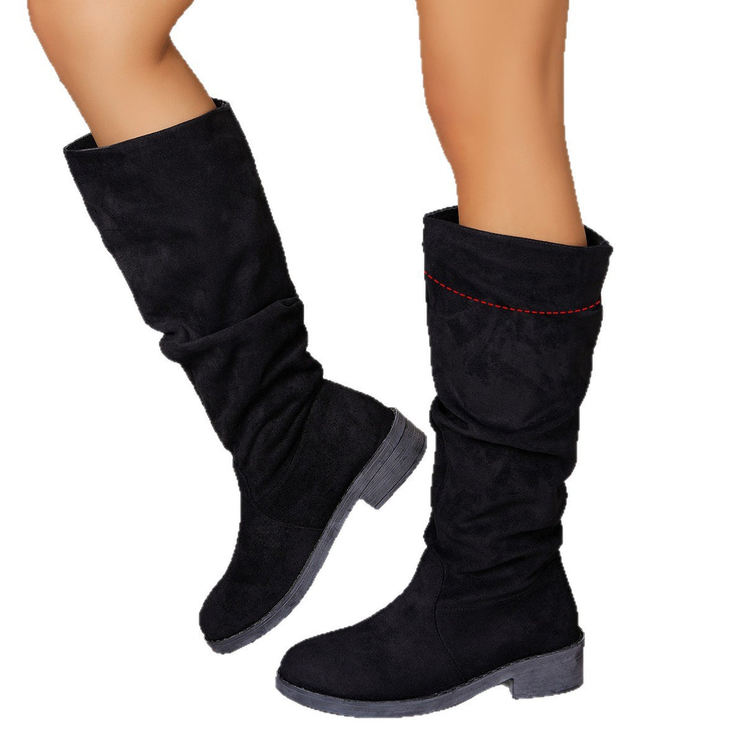 Damen Kniehohe Stiefel mit lässigem Falten-Design R&B