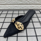 Damen elegante Slingback-Mules mit Leoparden-Schleifenverzierung